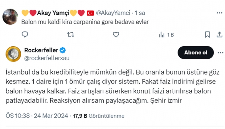 2.3 milyon TL ye ev alacakların aylık ödemesi 21.790 TL! Artık hesaplar Kiracı yarısını öder diyerek yapılıyor!