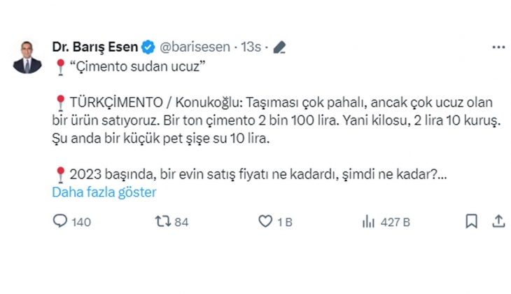 2023 ün başında, bir evin satış fiyatı ne kadardı, şu an ne kadar? Çimento sudan ucuz hesabı sosyal medyayı karıştırdı