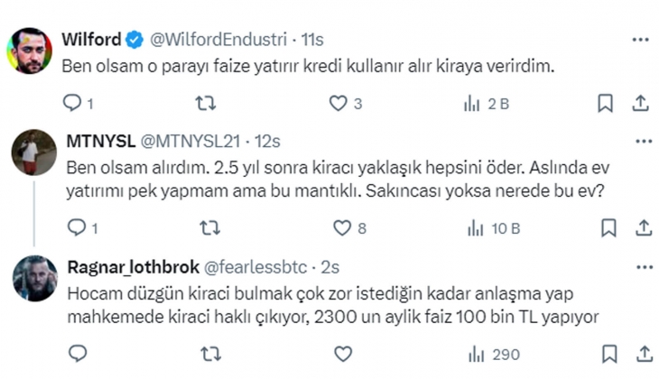 2.3 milyon TL ye ev alacakların aylık ödemesi 21.790 TL! Artık hesaplar Kiracı yarısını öder diyerek yapılıyor!