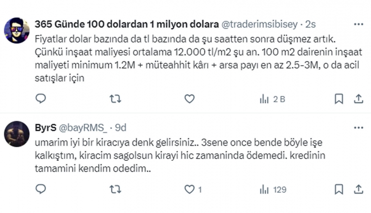 2.3 milyon TL ye ev alacakların aylık ödemesi 21.790 TL! Artık hesaplar Kiracı yarısını öder diyerek yapılıyor!